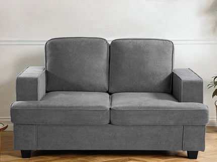 Modern Loveseat, Comfortable 2 Seater Couch With Deep Seating, Loose Back Cushions, Wide Arms