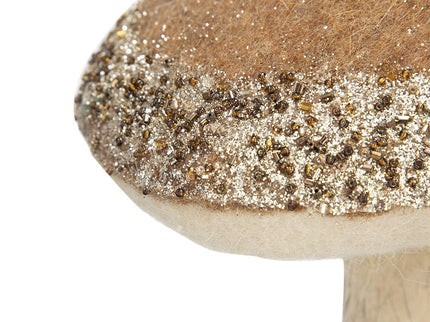 Mushroom Holiday Ornament, For Harvest Festival Fall Festival & Thanksgiving Table Decorations (Set of 2) - Beige / Light Brown