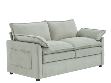 Modern Loveseat Sofa, Upholstered Couch With Side Storage Pockets