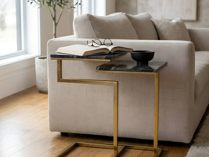 Chamblee - 2 Piece Square Nesting C - Table Set - Gold / Black