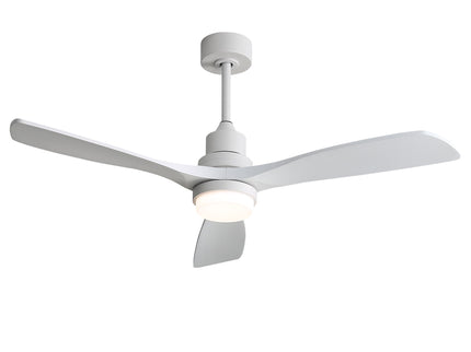 52" Blade Ceiling Fan With Remote Controlled LED Light And Quiet DC Motor - White