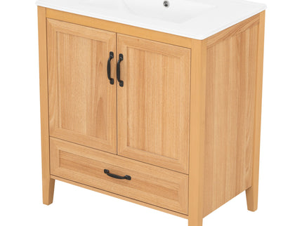 Elegant Fluted Bathroom Vanity With Sink, Soft Close Doors & Drawer