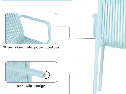 4 Modern Stackable Plastic Armchair Matched With Folding Square Table