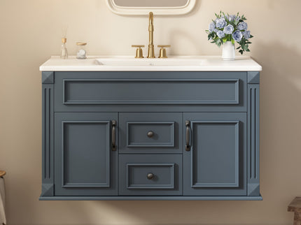 French Simple Style Wall Mounted Bathroom Cabinet With Sink