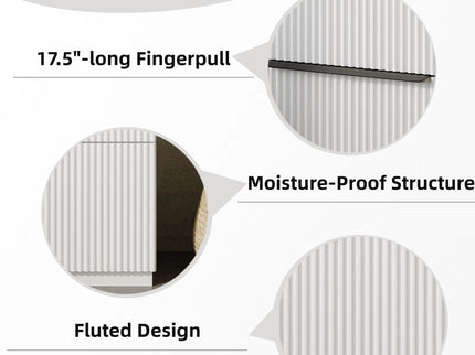 Fluted Bathroom Vanity With Ceramic Sink, Freestanding Cabinet