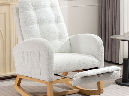 Accent Rocking Chair With Footrest, High Back
