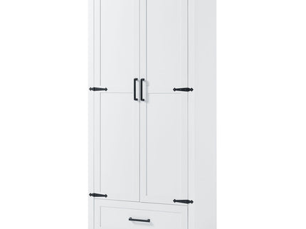 Tall Bathroom Storage Cabinet With 2 Doors And 2 Drawer, Adjustable Shelf - White
