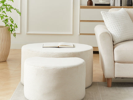 Modern Upholstered Round Coffee Table For Living Room (Set of 2)