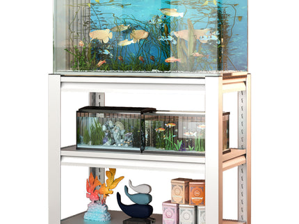 Stylish Metal rium Stand For 20 - 30 Gallon Tanks, 3 Tier Adjustable Shelf