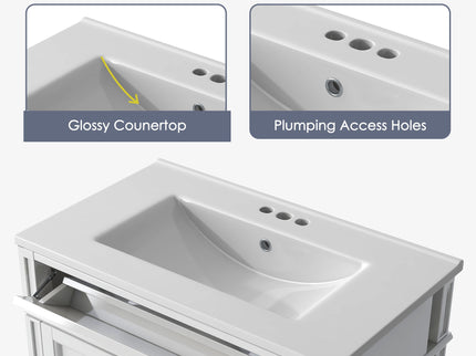 Bathroom Vanity With Top Sink, Storage Cabinet With 2 Drawers, Tip Out Drawer