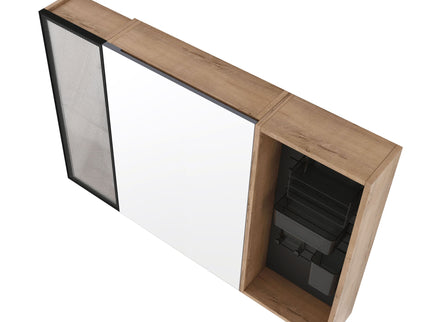 Wall Mounted Bathroom Cabinet, Adjustable Shelves Storage Cabinet - Imitative Oak