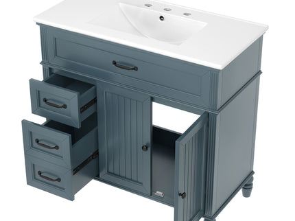 Bathroom Vanity With Sink, Freestanding Cabinet & Drawers