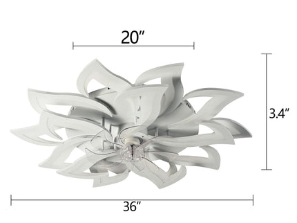 Ceiling Fan With Remote Control And Lights, 6 Speeds, 3 Color Temperatures, Low Profile Flush Mount