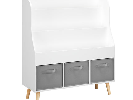 Bookshelf With 3 Bins, Storage Shelf For Toys And Books