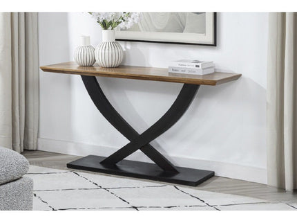 Entryway Console Table With Cross Legs Design - Natural / Espresso
