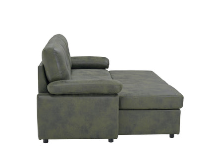 Convertible L - Sectional Sofa Bed With Storage Chaise And Padded Armrests