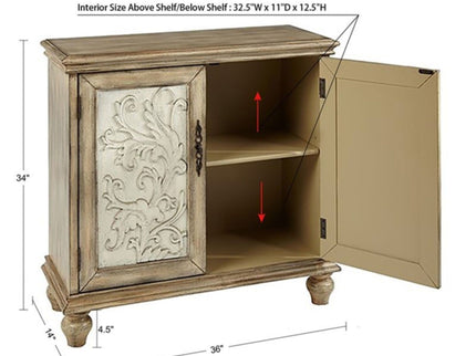 Driscoll - 2 Door Cabinet With Floral Design - Reclaimed Natural
