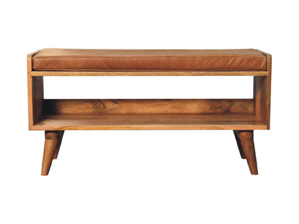 Solid Wood Bench With Upholstered Sea