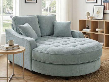 Modern Chaise Lounge Upholstered Sofa Couch With Tufted Seat And Detachable Pillows For Living Room