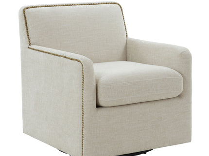Tolland - Swivel Accent Chair With Antique Brass Nailhead Trim - Beige