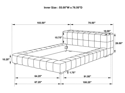 Kinsley - Upholstered Full Platform Bed With Low Profile And Tufted Headboard - Taupe