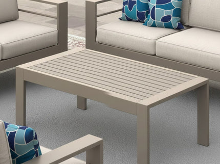 All-Weather Outdoor Coffee Table With Wood-Look Top