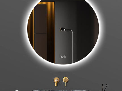 Round LED Bathroom Mirror With Adjustable Lights, Anti Fog & Dimmable For Home Decor - Silver