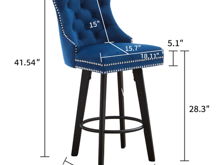 Swivel Bar Stools With Button Tufted Design And Rivet Trim