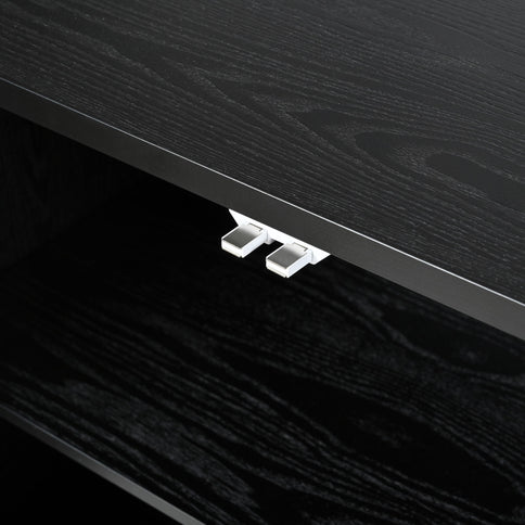 Stylish Storage Cabinet Sideboard With Unique Geometric Circle Door Design - Black