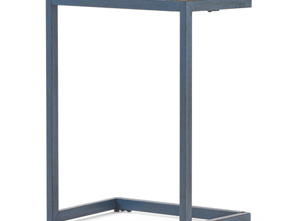 C Shaped End Table With Iron Base And Fir Wood To