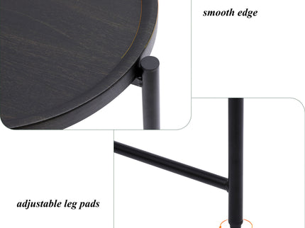 Round Coffee Table With Storage Tray 2 Tier Oval End Tables Wooden Small Side Table For Living Room