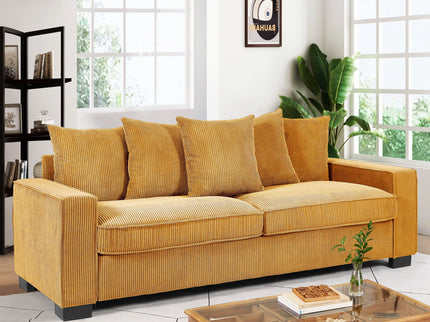 Luxe Sofa With 5 Matching Toss Pillows, Sleek Design, Spacious And Comfortable 3 Seater Couch