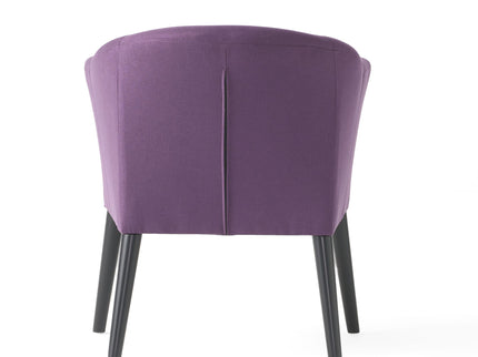Fabric Arm Chair With Wooden Legs And Cushioned Seat - Plum