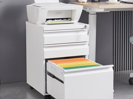 Contemporary 3 Drawer Mobile Filing Cabinet With Lock, Metal Office Storage For Legal / Letter Size