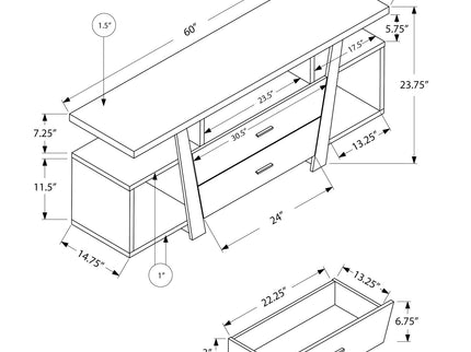 TV Stand, Console, Media Entertainment Center, Storage Drawers, Contemporary & Modern - Taupe