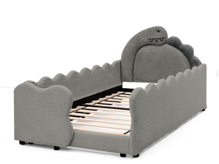 Cute Dinosaur Shaped Bed With Safety Guardrail, Toddler Frame