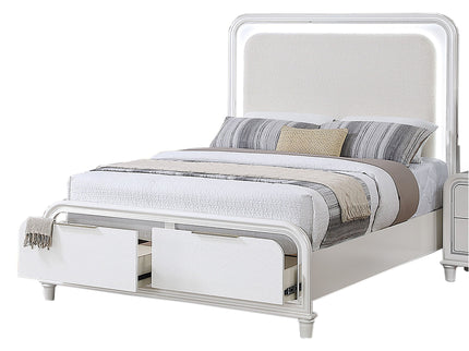 Bed With LED Lights Panel Headboard And Footboard Frame