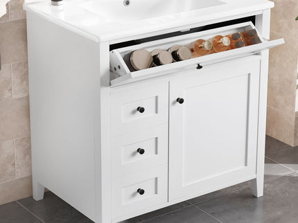 Modern Bathroom Vanity With Sink, 3 Drawers And Adjustable Shelf