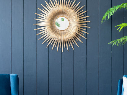Retro DesignSunburst Metal Wall Mirror Decorative Mirror For A Bedroom Dressing Room, Hallway Or Living Space - Gold