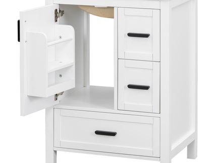 Bathroom Vanity With Sink, Soft-Close Doors, Double-Layer Shelf And 3 Drawers
