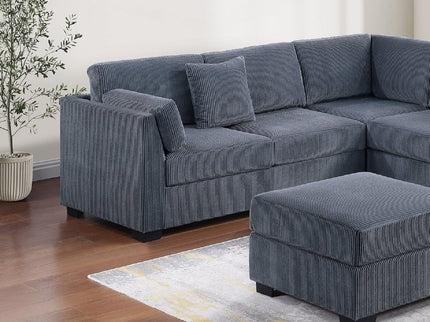 Contemporary L - Sectional Sofa Set With Ottoman And Pillows