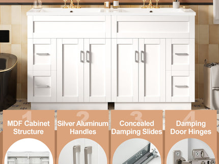 Bathroom Vanity With 2 Doors, 2 Drawers, Adjustable Shelf, Hidden Slides & Soft Close Hinges