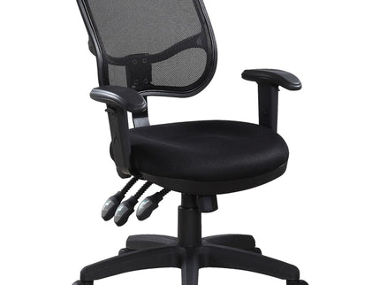 Swivel Office Chair Armrests Ergonomic Design, Adjustable Height And Tilt - Black