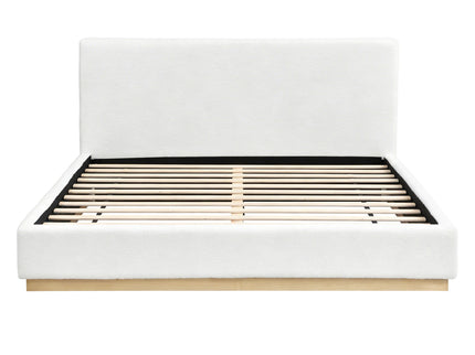 Queen Upholstered Bed - Natural / White