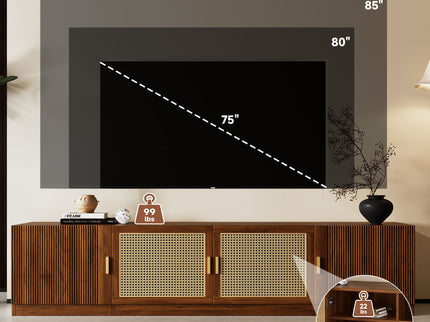 TV Stand, Media Console With Adjustable Shelves - Walnut