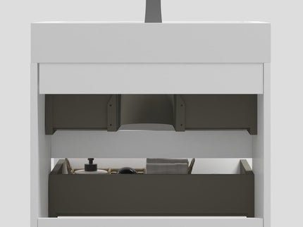 Alice - Bathroom Vanity With Large Storage, Sink Wall Mounted Floating Bathroom Vanity For Modern Bathroom, One-Piece Sink Basin Without Drain And Faucet