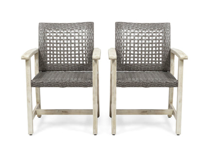 Outdoor Dining Chair Acacia Wood Frame (Set of 2)