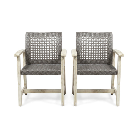 Outdoor Dining Chair Acacia Wood Frame (Set of 2)