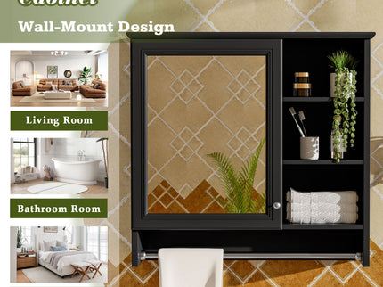 Wall Mount 2 In 1 Mirror Cabinet With Adjustable Shelf, Soft-Closing Hinges