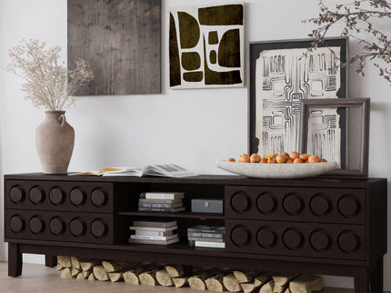 Media Console With 4 Drawers And Cable Management
